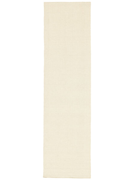  Tappeto Di Lana 80X300 Kelim Loom Bianco Naturale Piccolo