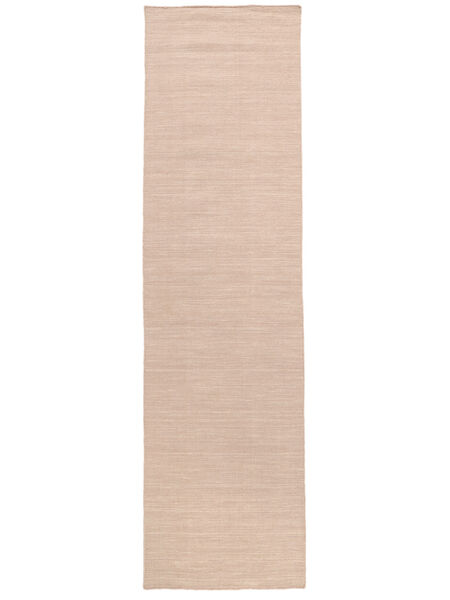 Teppichläufer 80X300 Einfarbig Kelim Loom - Hellrosa