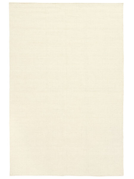  200X300 Plain (Single Colored) Kilim Loom Rug - Natural White Wool