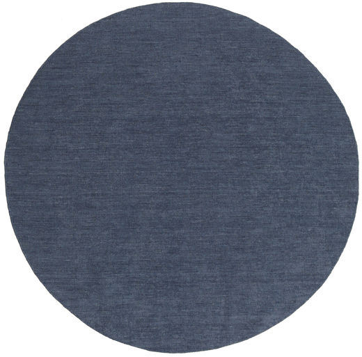  Wool Rug Ø 200 Kelim Loom Navy Blue Round