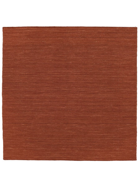  250X250 Einfarbig Groß Kelim Loom Teppich - Rost Wolle