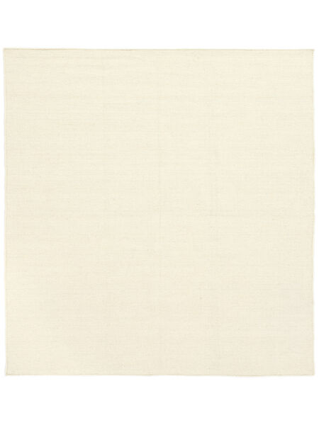 250X250 単色 大 キリム ルーム 絨毯 - ナチュラルホワイト ウール