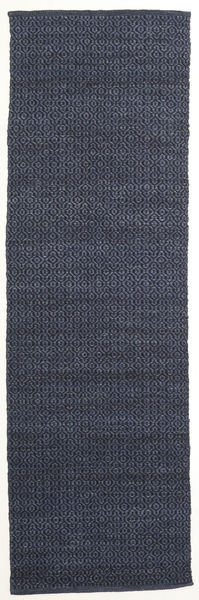  80X250 Eén Kleur Klein Alva Vloerkleed - Blauw/Zwart Wol