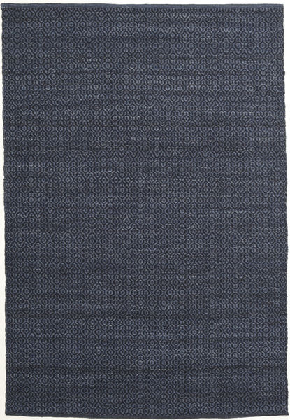  160X230 Egyszínű Alva Szőnyeg - Kék/Fekete Gyapjú