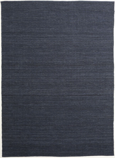  250X350 Cor Única Grande Alva Tapete - Azul/Preto Lã