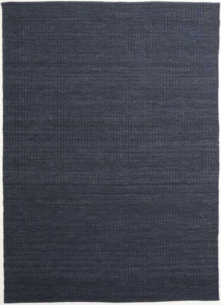 Alva 250X350 Grande Azul/Negro Lisa Alfombra De Lana