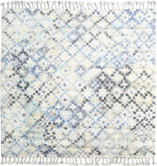  シャギー ラグ ウール 絨毯 200X200 Greta クリームホワイト/ブルー 正方形 ラグ