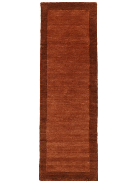  80X250 Einfarbig Klein Handloom Frame Teppich - Rost Wolle