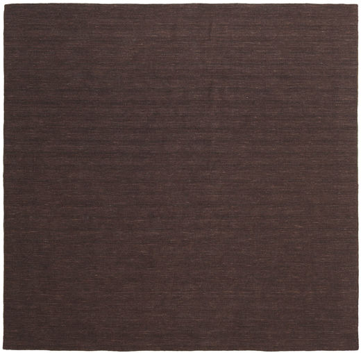  250X250 Plain (Single Colored) Large Kilim Loom Rug - Dark Brown Wool