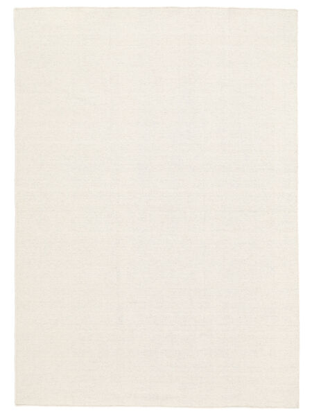  160X230 Monocromatico Kilim Loom Tappeto - Bianco Sporco Lana