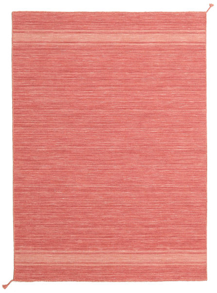  140X200 Plain (Single Colored) Small Ernst Rug - Coral Red Wool