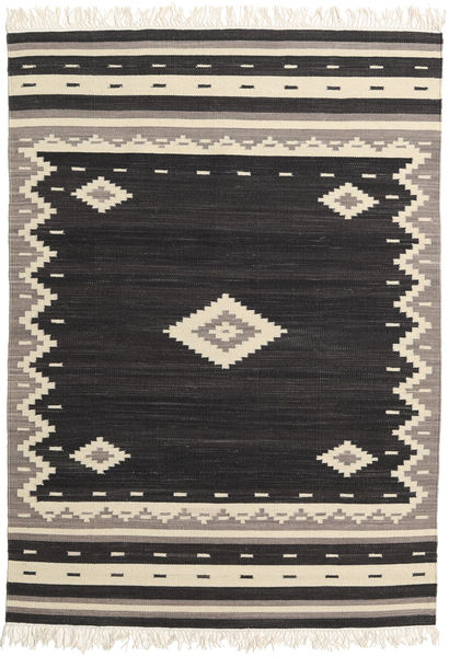 Tribal 160X230 ブラック 円形 ウール 絨毯