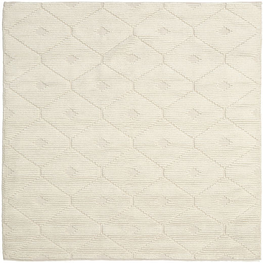 Romby 200X200 Off White Plain (Single Colored) Square Wool Rug