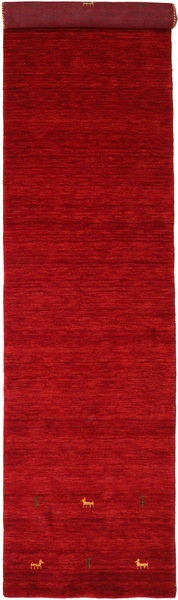 Gabbeh Loom Two Lines 80X350 Small Red Runner Wool Rug
