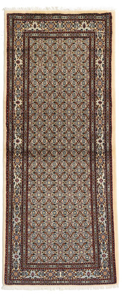  Orientalischer Moud Teppich 80X193 Läufer Braun/Beige Wolle, Persien/Iran Carpetvista