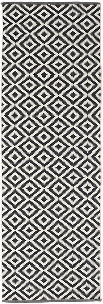 Torun 80X300 小 ブラック/ホワイト チェック 細長 綿 ラグ 絨毯