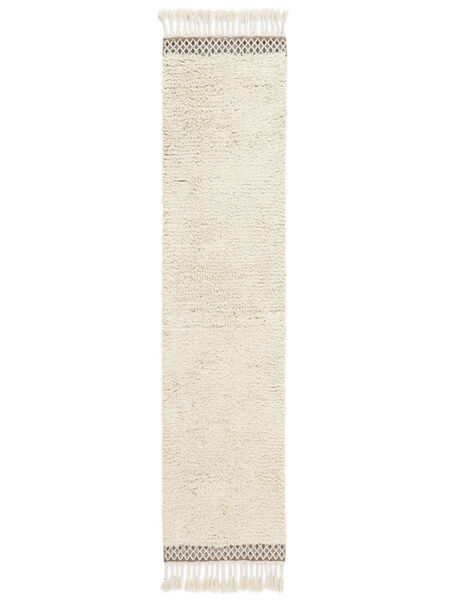 Dixon 80X350 Pequeno Branco Creme Passadeira Tapete Lã