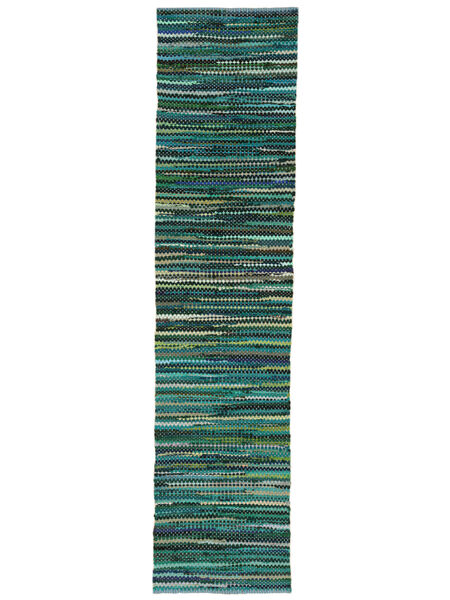  80X350 Pequeño Ronja Alfombra - Multicolor/Turquesa Algodón