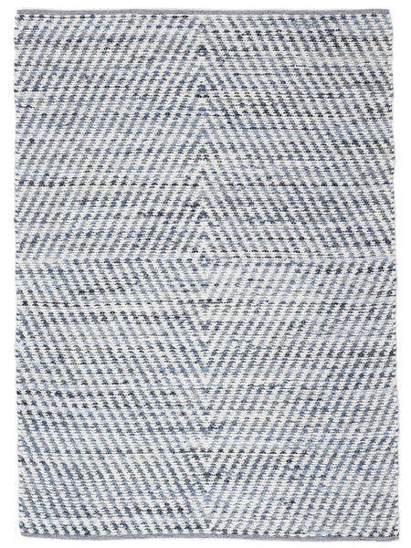 Hilda 170X240 ブルー/ホワイト 幾何学模様 綿 ラグ 絨毯