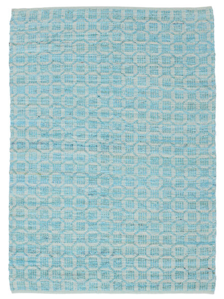 Elna 200X300 ターコイズ 幾何学模様 綿 ラグ 絨毯