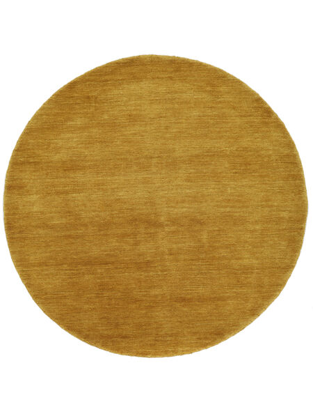  Wool Rug Ø 200 Handloom Mustard Yellow Round