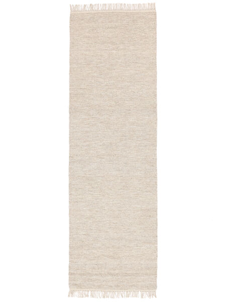  80X250 Plain (Single Colored) Small Melange Rug - Beige