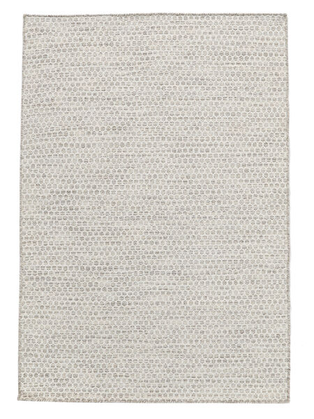  190X240 Plain (Single Colored) Kilim Honey Comb Rug - Beige Wool
