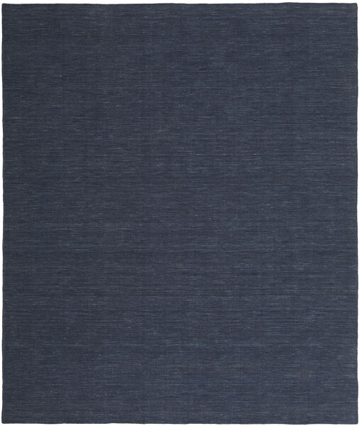  200X250 Plain (Single Colored) Kilim Loom Rug - Navy Blue Wool