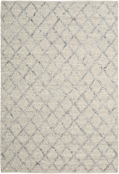Rut 250X350 大 シルバーグレー/薄い灰色 チェック ウール 絨毯 