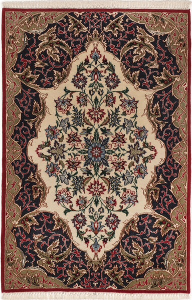  Orientalisk Isfahan Silkesvarp Matta 71X103 Brun/Beige Persien/Iran