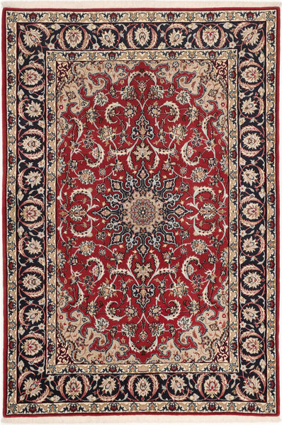 絨毯 ペルシャ イスファハン 絹の縦糸 110X160 レッド/ダークレッド ( ペルシャ/イラン)