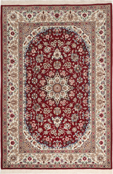  108X164 Isfahan Zijden Pool Vloerkleed Oranje/Beige Perzië/Iran