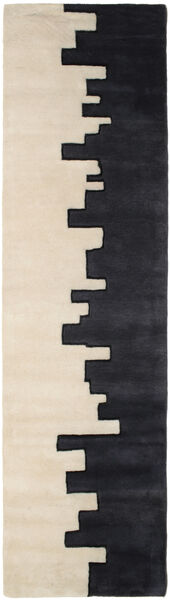  Shaggy Rug Wool 80X350 Little Town Handtufted Off White/Charcoal Grey Runner
 Small
