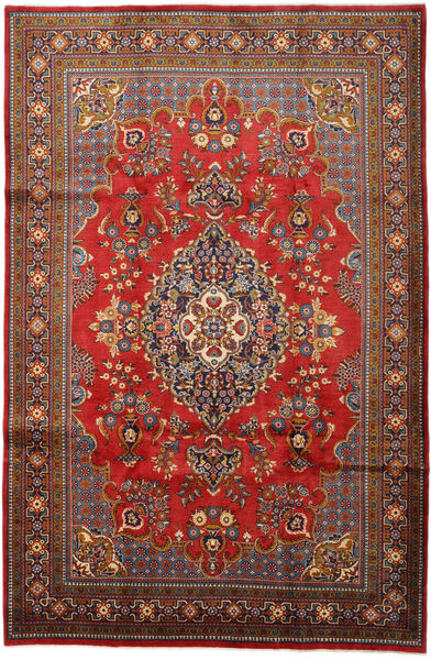 Tapete Oriental Sarough 219X329 Vermelho/Vermelho Escuro (Lã, Pérsia/Irão)