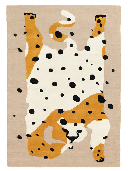  140X200 動物 キッズカーペット シャギー ラグ 小 The Spotty Cat 絨毯 - モーブパープル/イエロー ウール