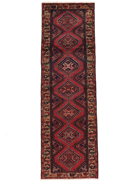 Hamadan Rug 94X295 Runner
 Black/Dark Red (Wool, Persia/Iran)