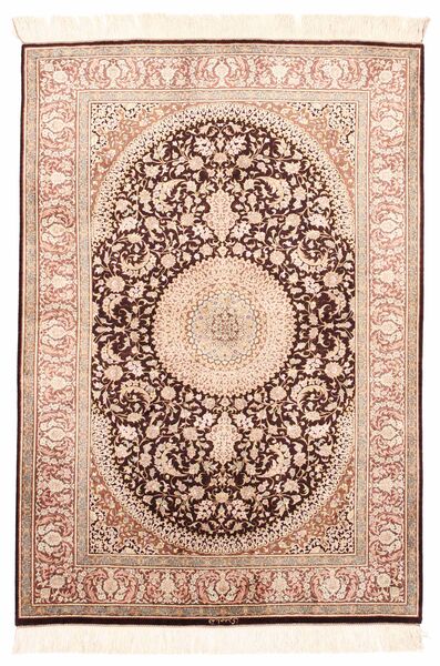 絨毯 クム シルク 100X146 ベージュ/茶色 (絹, ペルシャ/イラン)