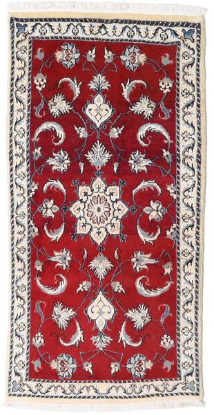  Orientalischer Nain Teppich 70X135 Dunkelrot/Beige Wolle, Persien/Iran Carpetvista