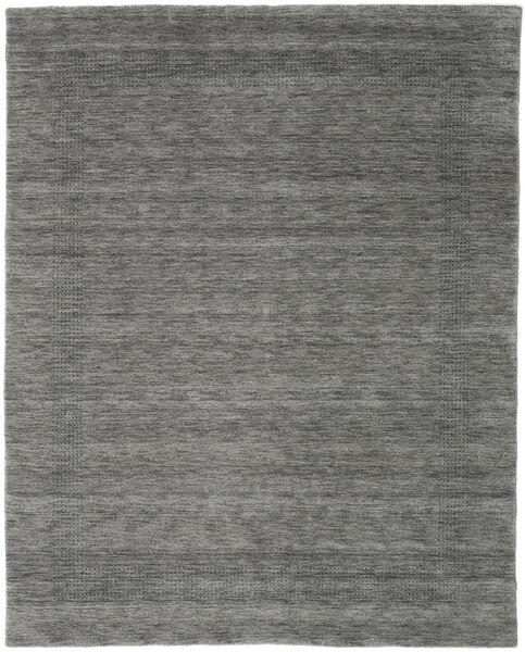  200X250 Plain (Single Colored) Handloom Gabba Rug - Grey Wool