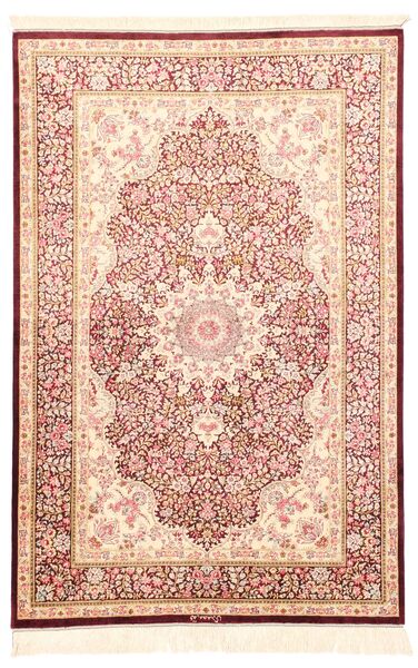  Persischer Ghom Seide Teppich 98X148 Beige/Orange (Seide, Persien/Iran)