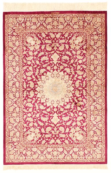 Dywan Orientalny Kom Jedwab 100X145 Beżowy/Czerwony (Jedwab, Persja/Iran)