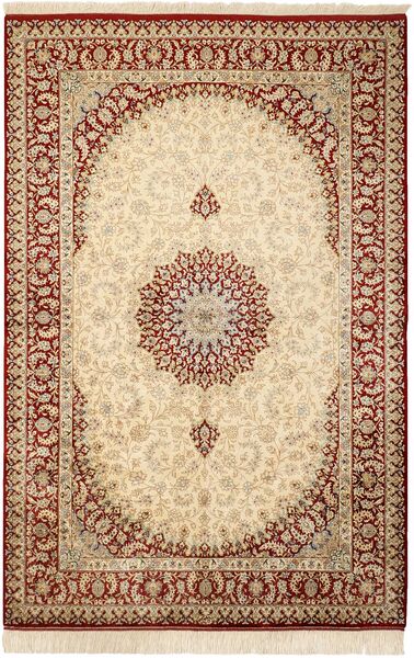  Oriental Qum Silk Rug 132X201 Beige/Brown Silk, Persia/Iran