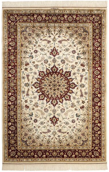  Persian Qum Silk Rug 132X197 Beige/Brown (Silk, Persia/Iran)