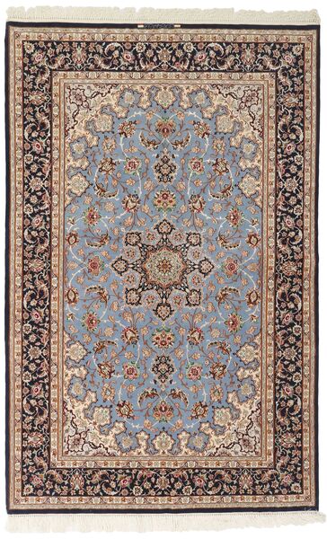Tappeto Persiano Isfahan Ordito In Seta 156X239 Marrone/Arancione ( Persia/Iran)
