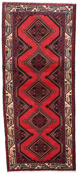 Tapete Hamadã 78X185 Passadeira Vermelho Escuro/Vermelho (Lã, Pérsia/Irão)