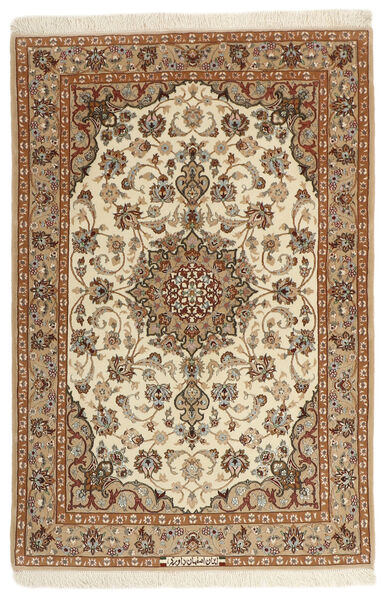  Perzsa Isfahan Selyemfonal Szőnyeg 105X160 Bézs/Barna
