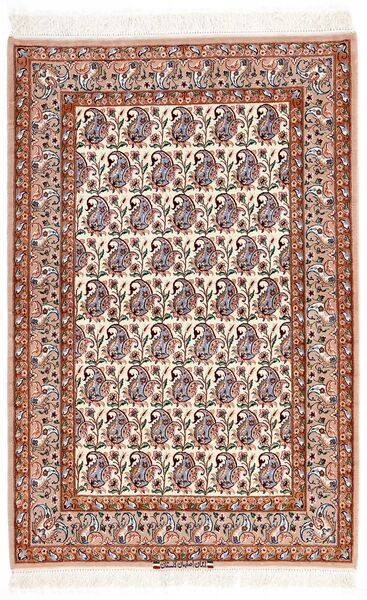 Perzsa Isfahan Selyemfonal Szőnyeg 106X161 Barna/Narancssárga