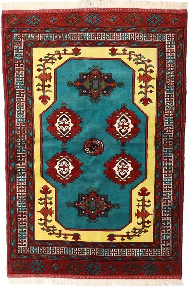  Turkaman Rug 138X200 Persian Wool Dark Red/Teal Small Carpetvista