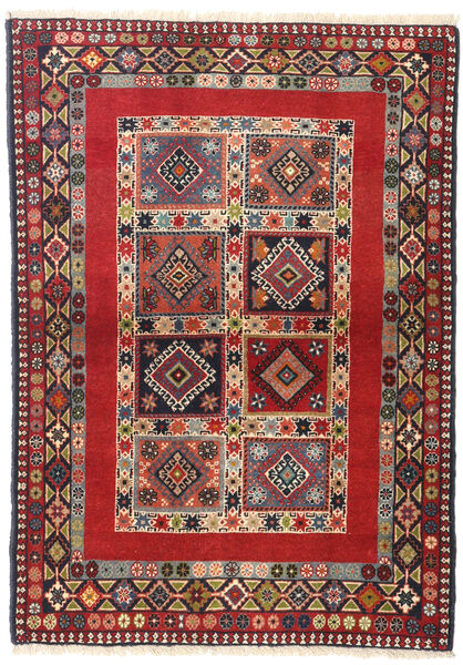 Yalameh Matta 102X144 Röd/Mörkröd Ull, Persien/Iran Carpetvista