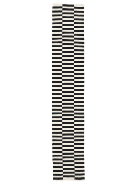 Moderno 80X350 小 ブラック/ホワイト ストライプ 細長 綿 ラグ 絨毯